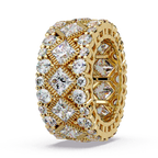 Princess and Round Cut Diamond Wide Eternity Band Ladies Ring