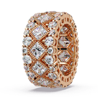 Princess and Round Cut Diamond Wide Eternity Band Ladies Ring