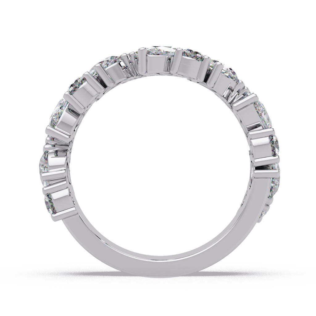 Pear and Round Cut Diamond Alternating Band Ladies Ring