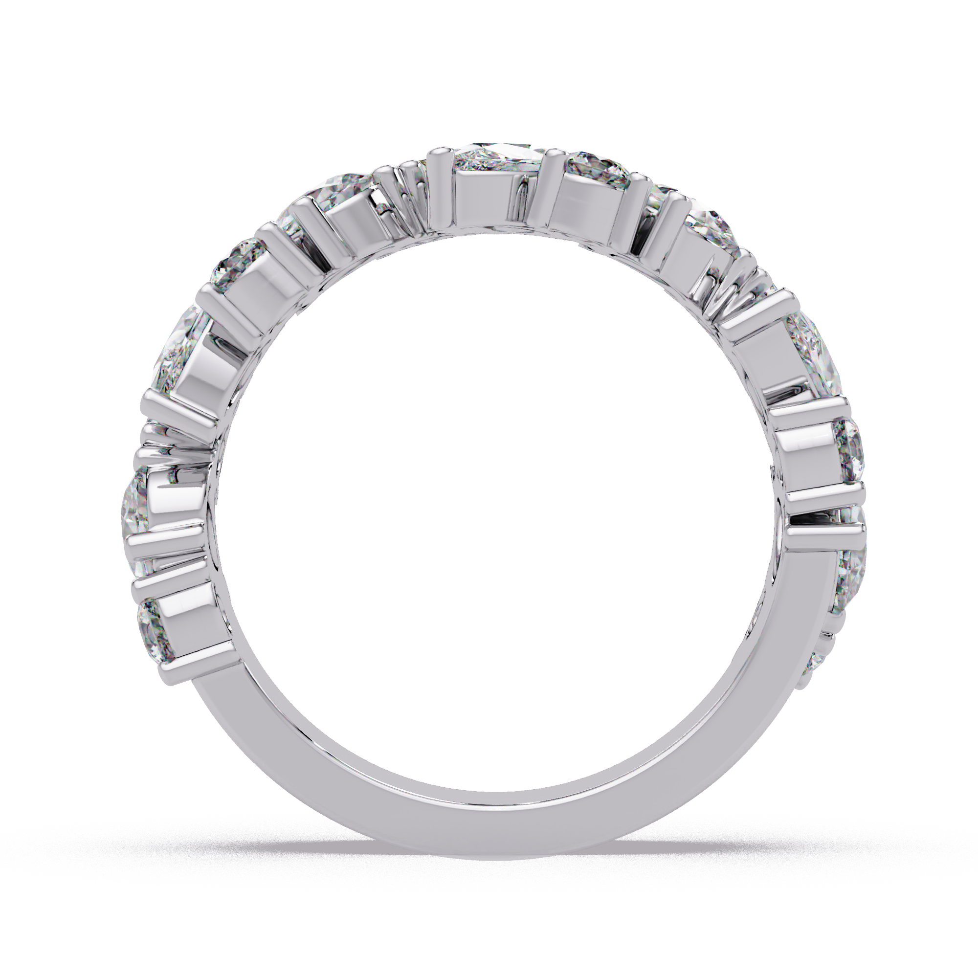 Pear and Round Cut Diamond Alternating Band Ladies Ring