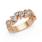 Pear and Round Cut Diamond Alternating Band Ladies Ring