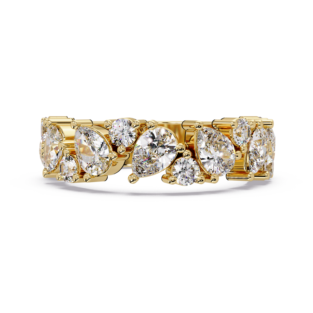 Pear and Round Cut Diamond Alternating Band Ladies Ring
