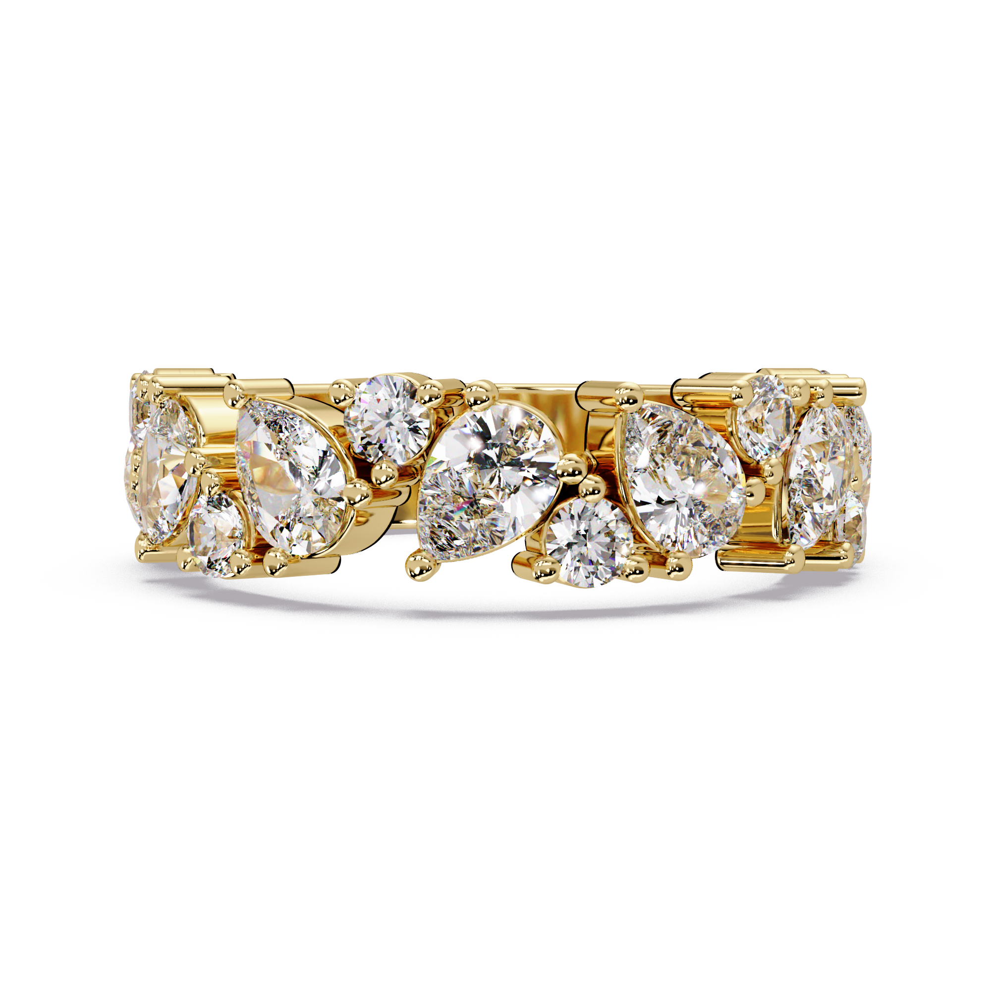 Pear and Round Cut Diamond Alternating Band Ladies Ring