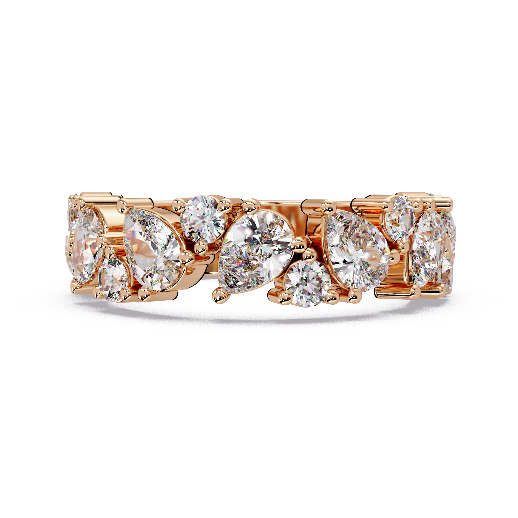 Pear and Round Cut Diamond Alternating Band Ladies Ring