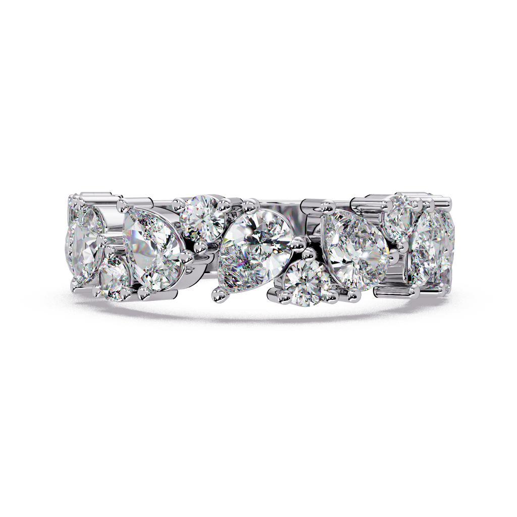 Pear and Round Cut Diamond Alternating Band Ladies Ring