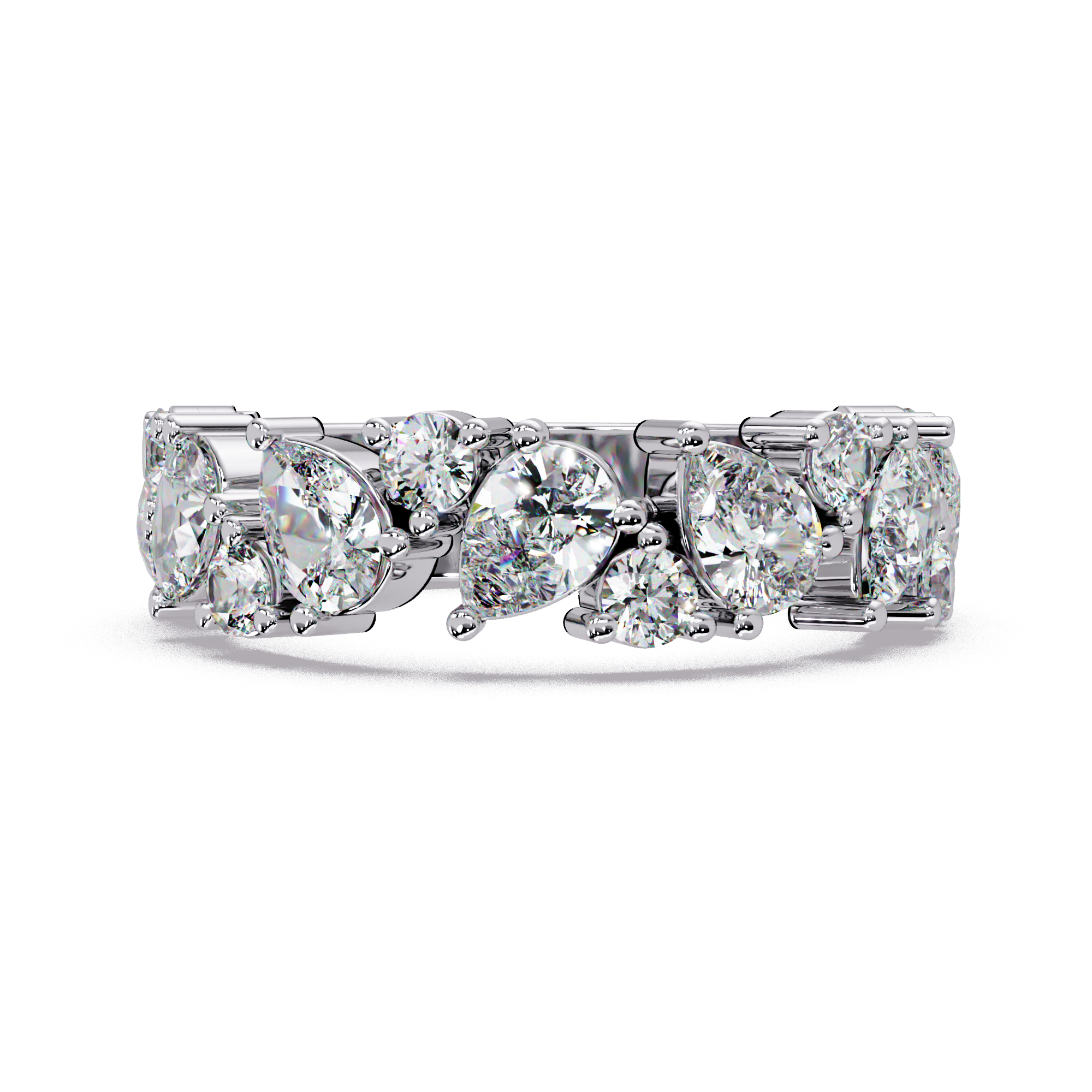 Pear and Round Cut Diamond Alternating Band Ladies Ring