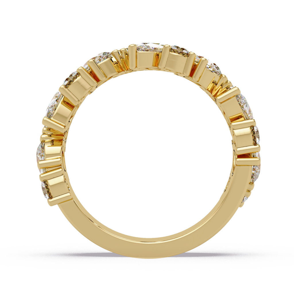 Pear and Round Cut Diamond Alternating Band Ladies Ring