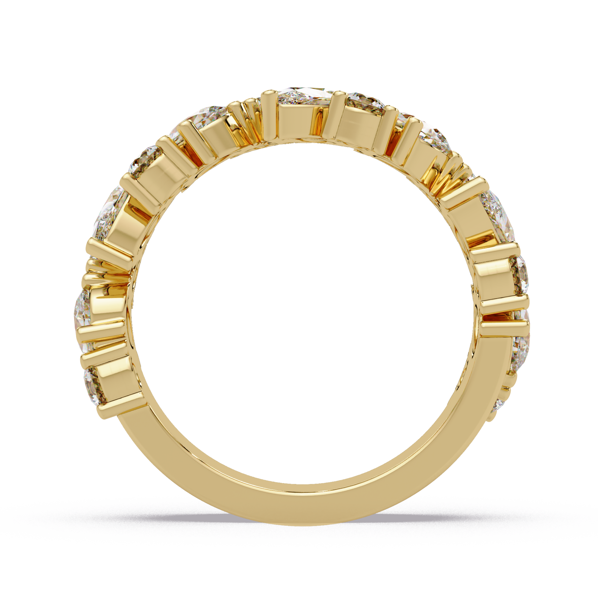 Pear and Round Cut Diamond Alternating Band Ladies Ring