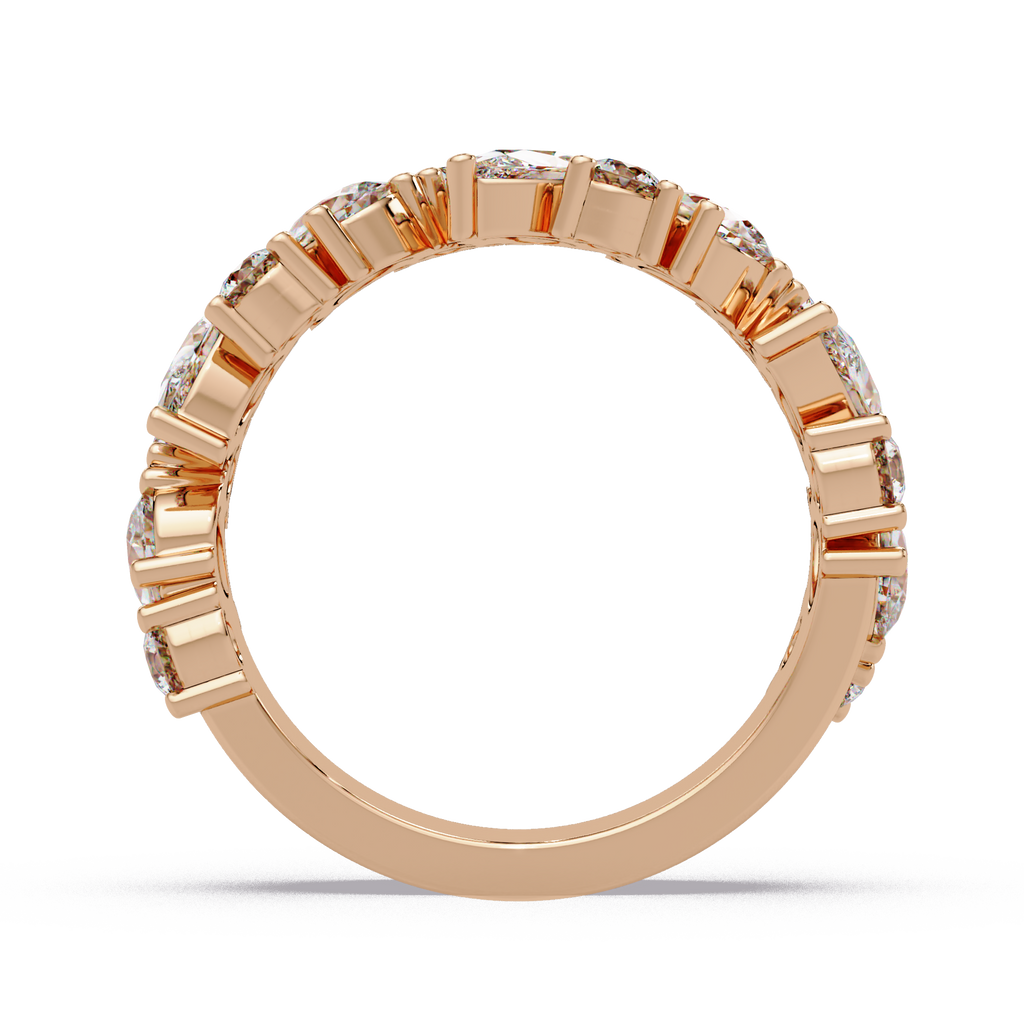 Pear and Round Cut Diamond Alternating Band Ladies Ring