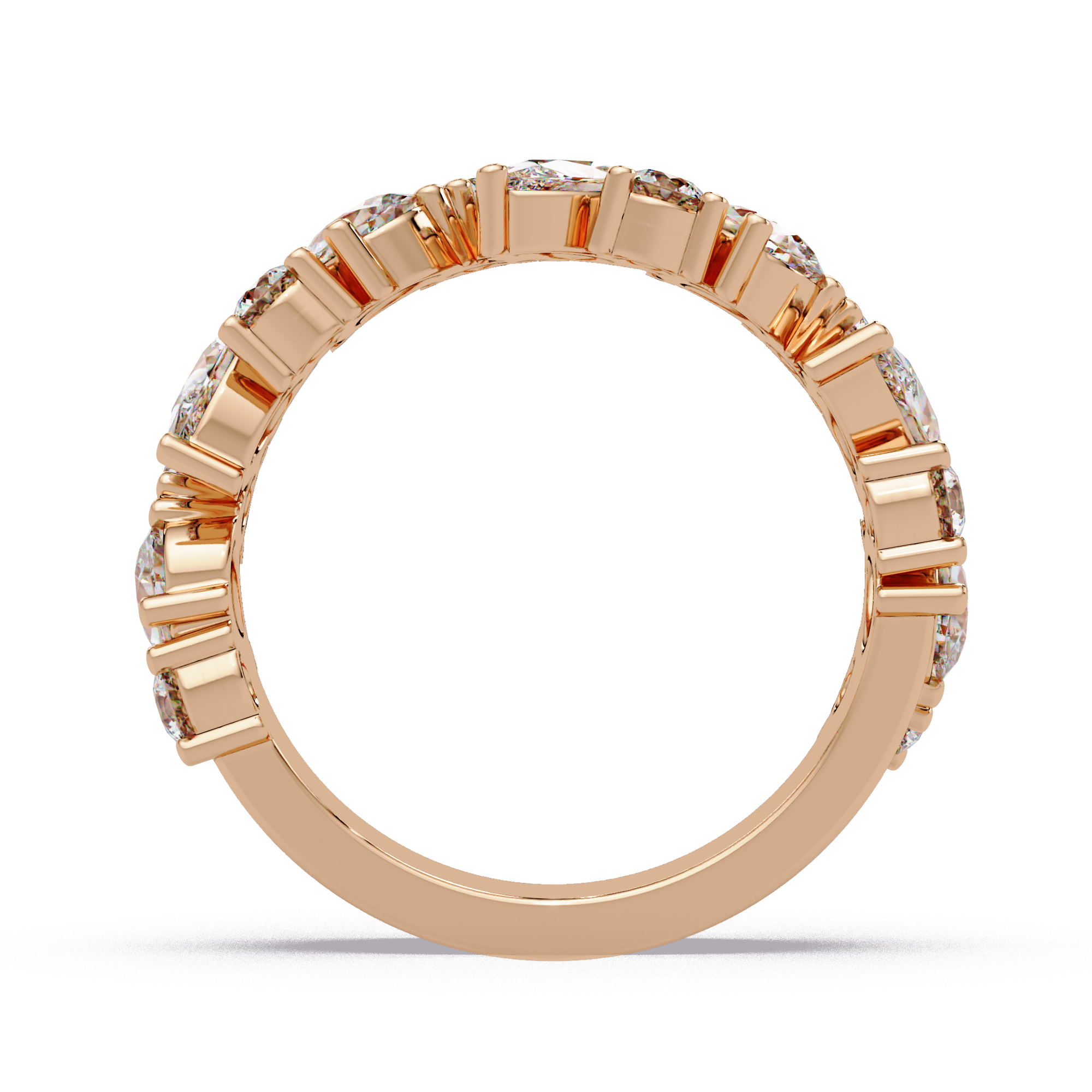 Pear and Round Cut Diamond Alternating Band Ladies Ring