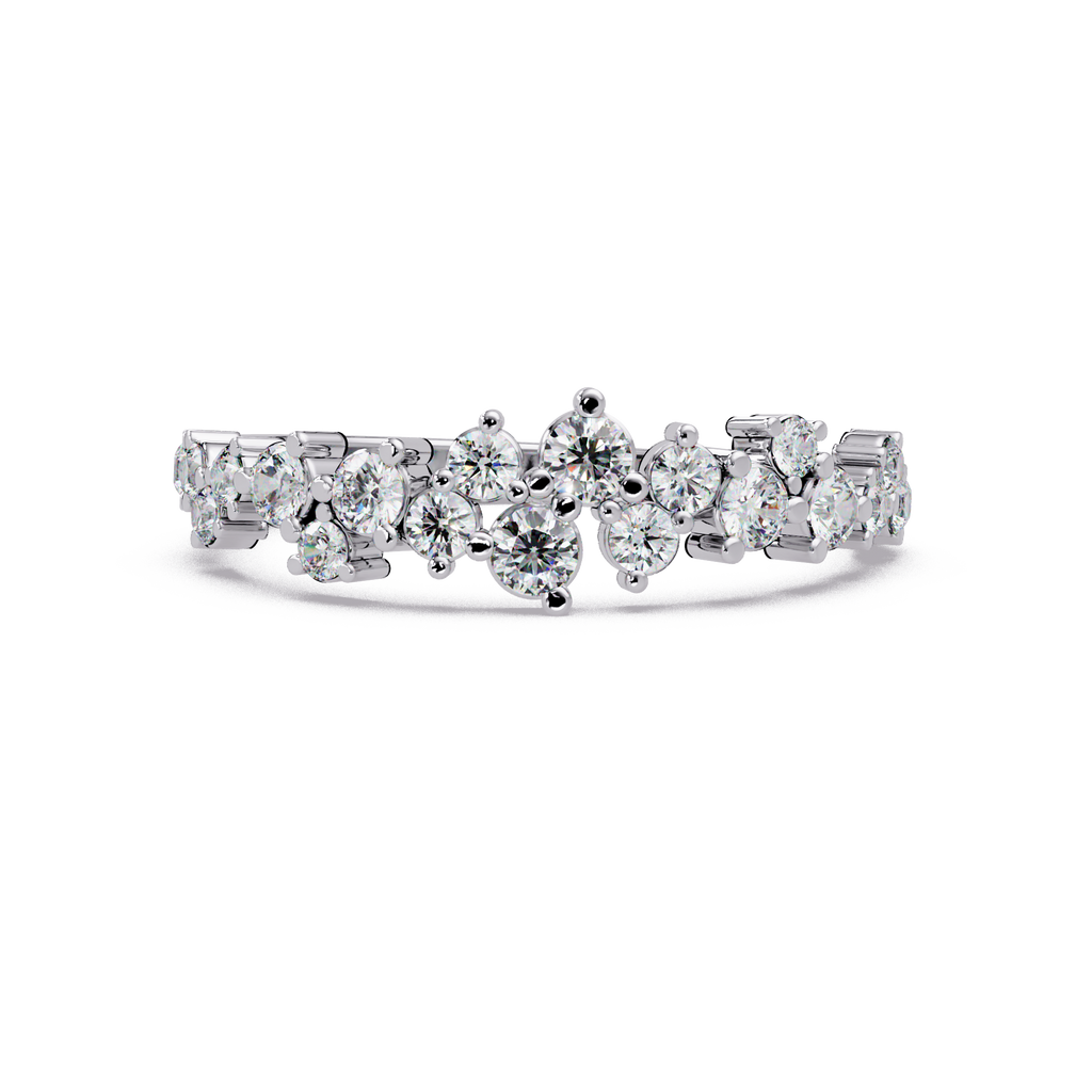 Delicate Graduated Round Cut Diamond Band Ladies Ring