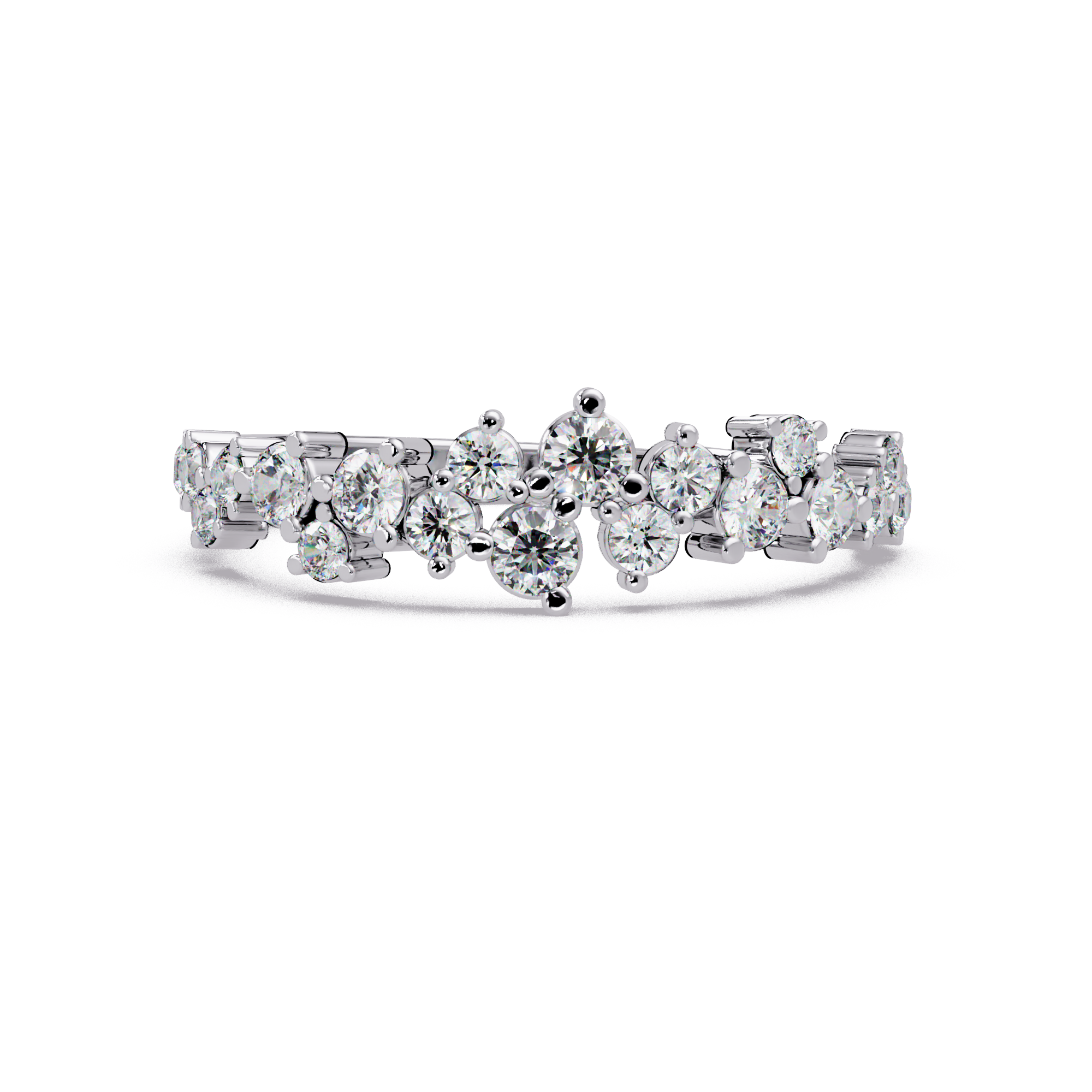 Delicate Graduated Round Cut Diamond Band Ladies Ring