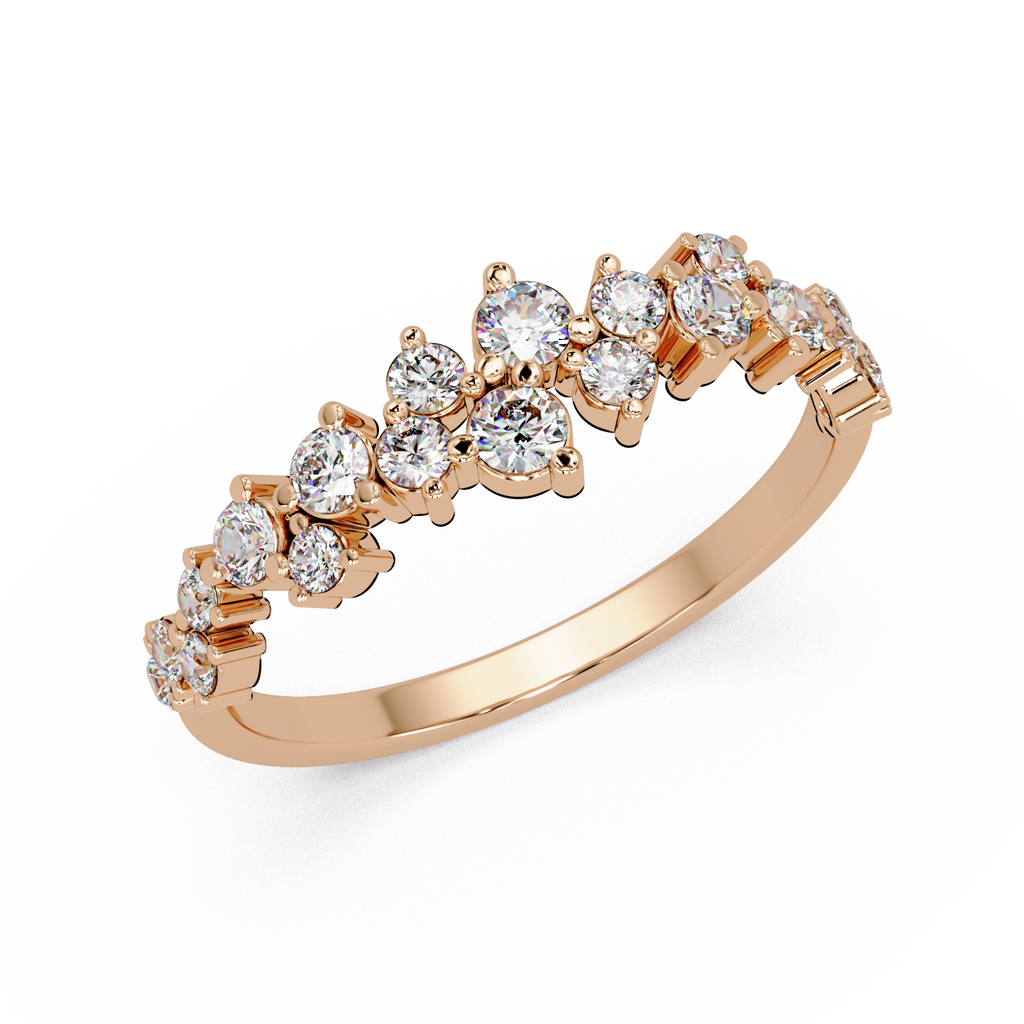 Delicate Graduated Round Cut Diamond Band Ladies Ring