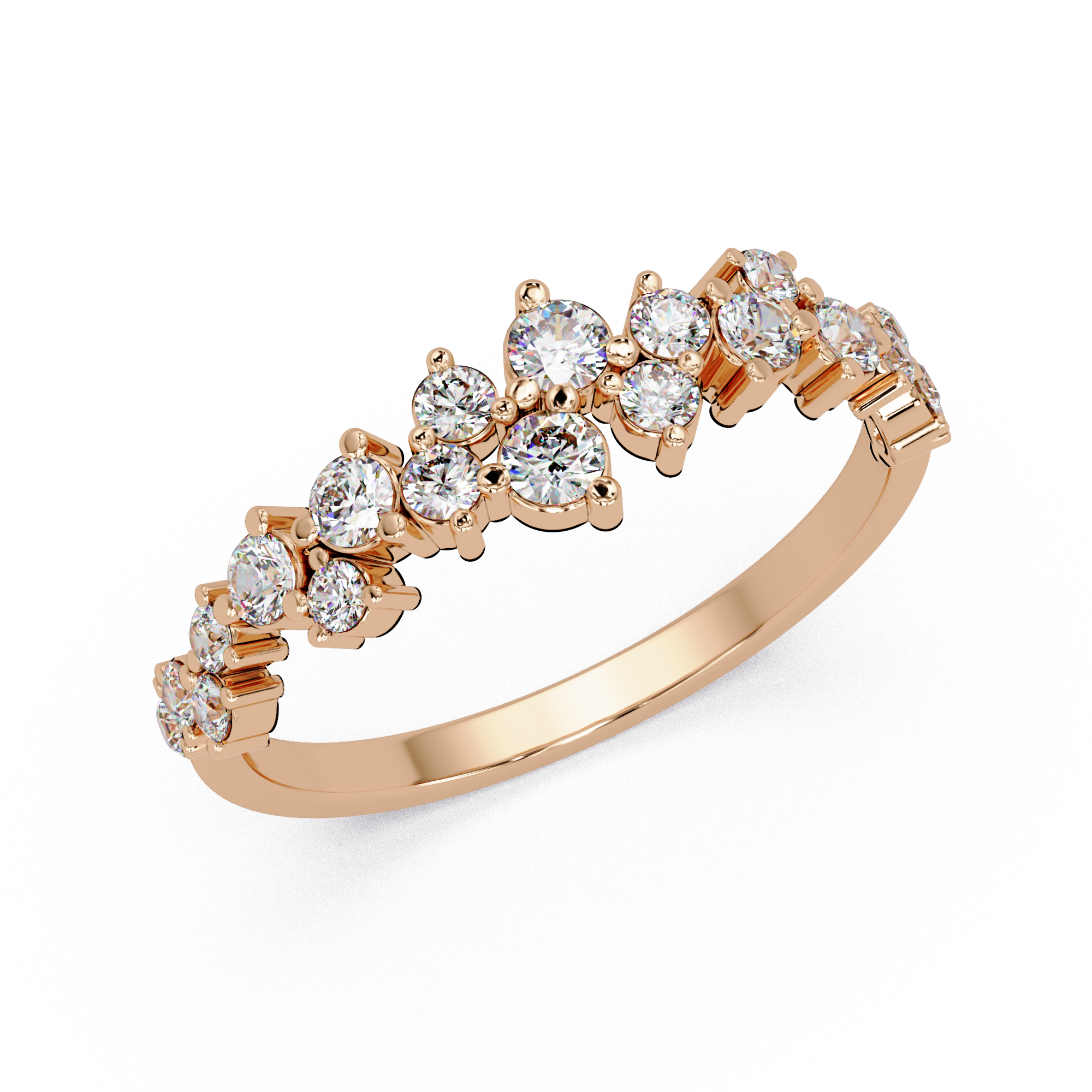 Delicate Graduated Round Cut Diamond Band Ladies Ring
