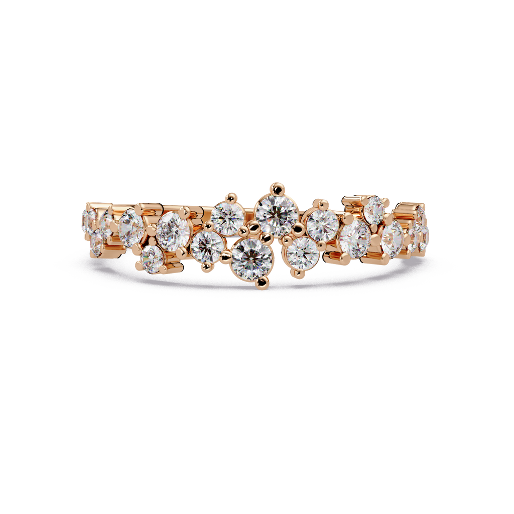 Delicate Graduated Round Cut Diamond Band Ladies Ring