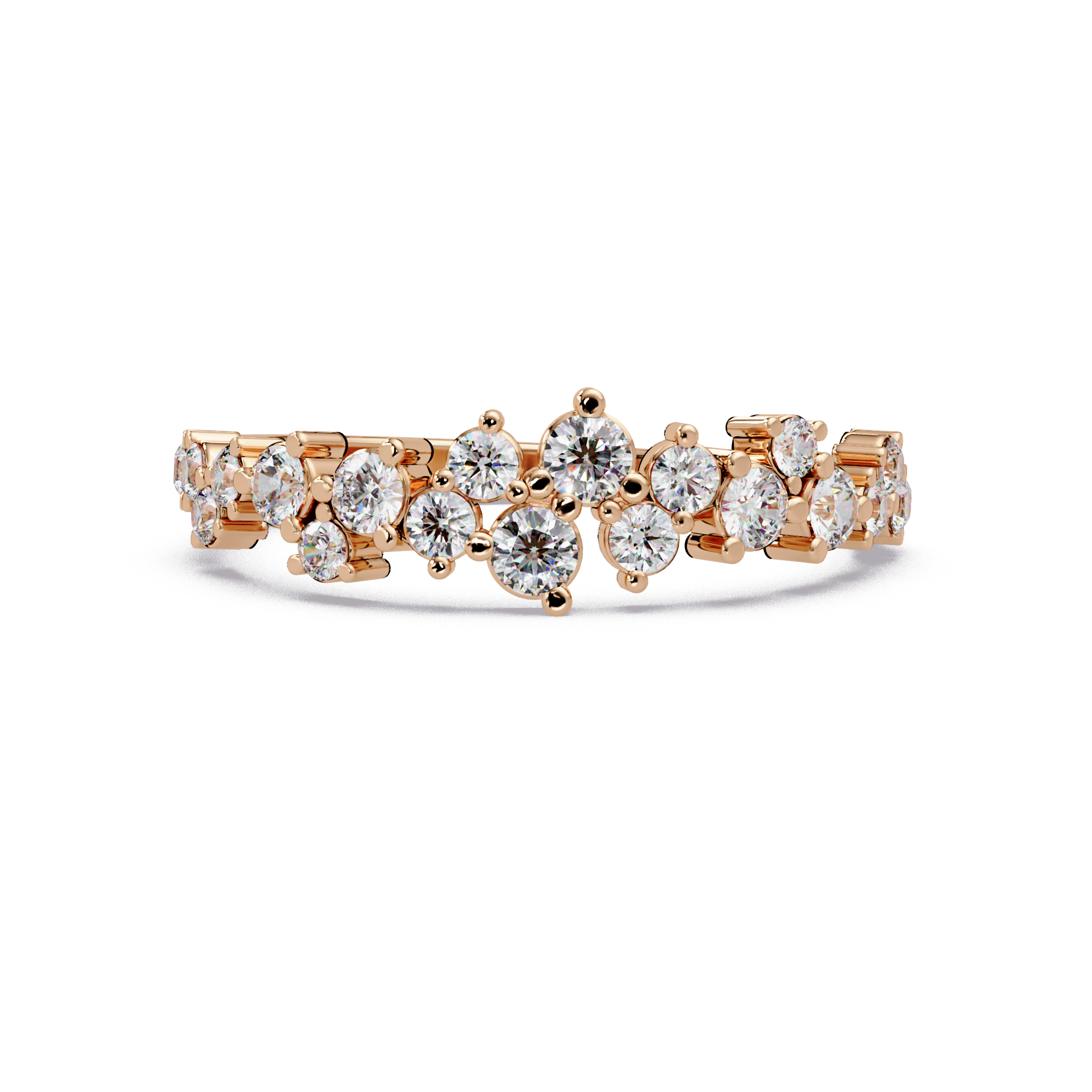 Delicate Graduated Round Cut Diamond Band Ladies Ring