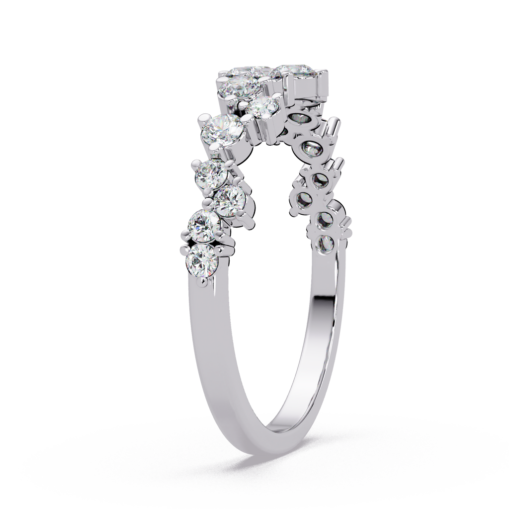 Delicate Graduated Round Cut Diamond Band Ladies Ring