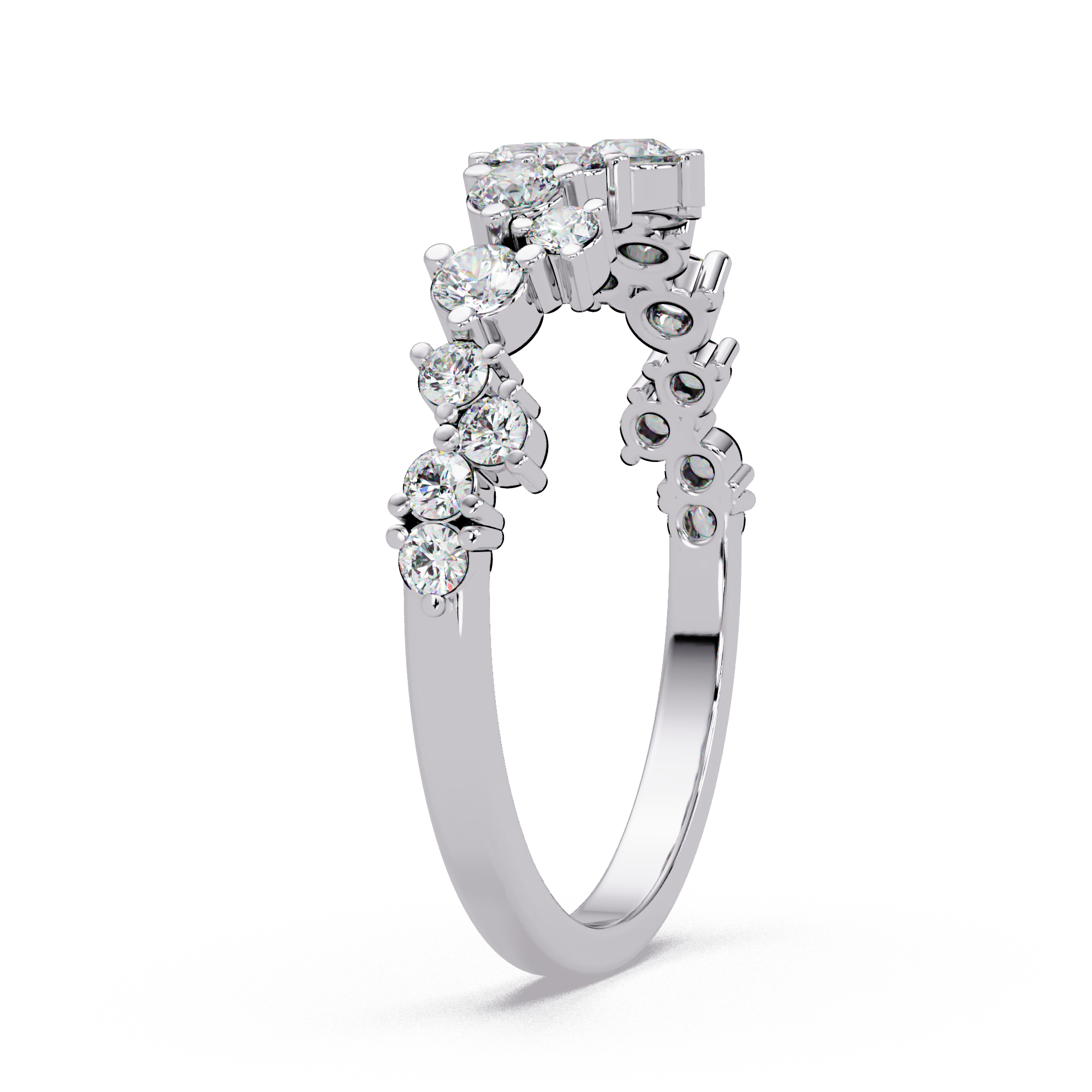 Delicate Graduated Round Cut Diamond Band Ladies Ring