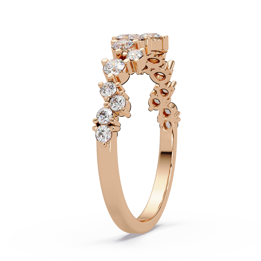 Delicate Graduated Round Cut Diamond Band Ladies Ring