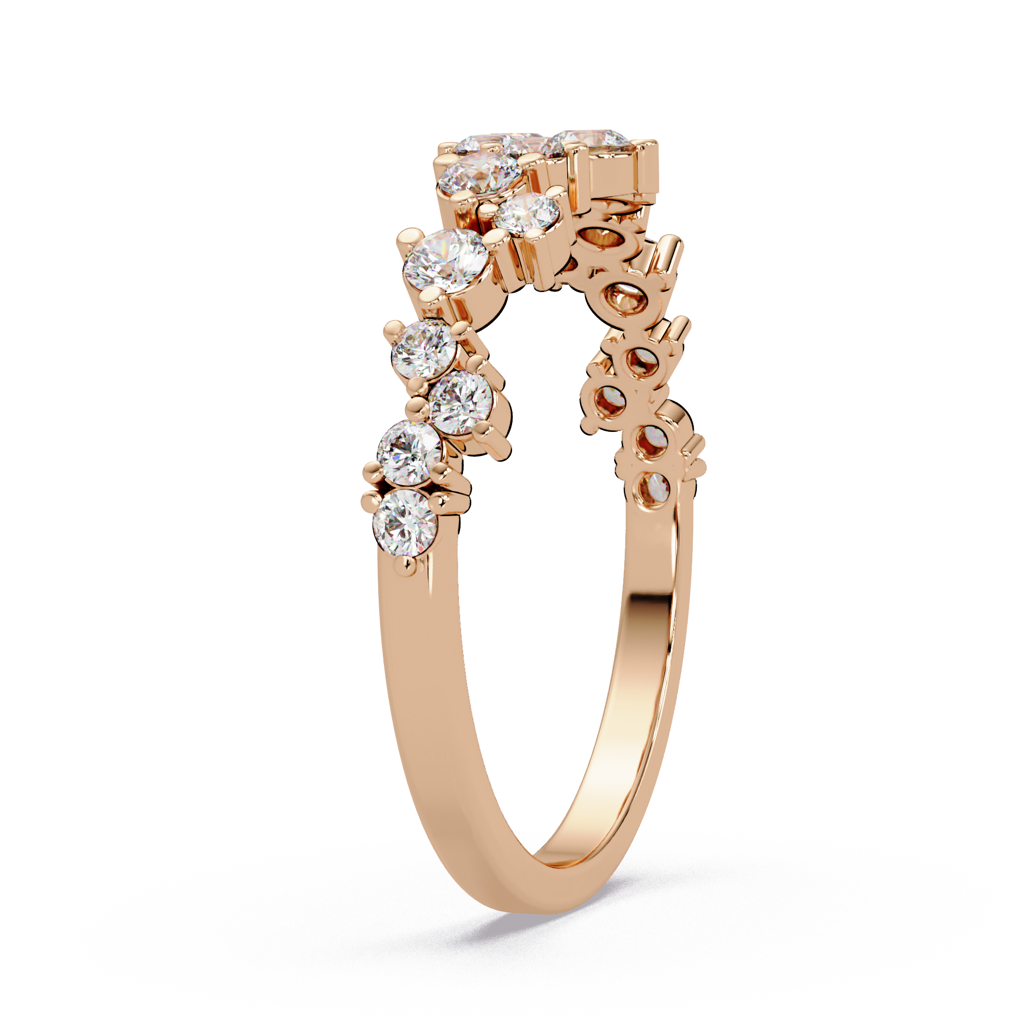 Delicate Graduated Round Cut Diamond Band Ladies Ring