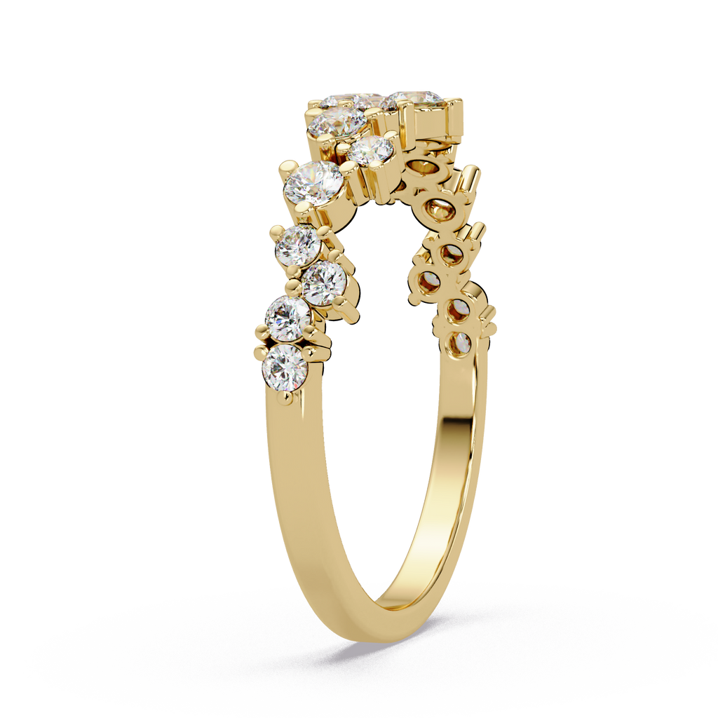 Delicate Graduated Round Cut Diamond Band Ladies Ring
