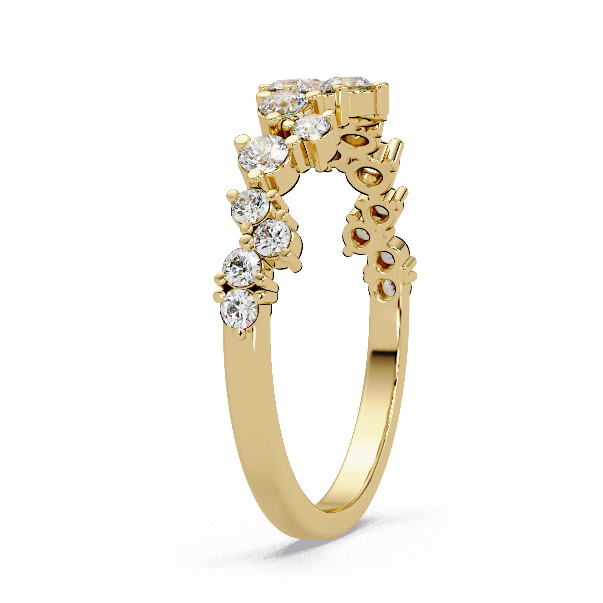 Delicate Graduated Round Cut Diamond Band Ladies Ring
