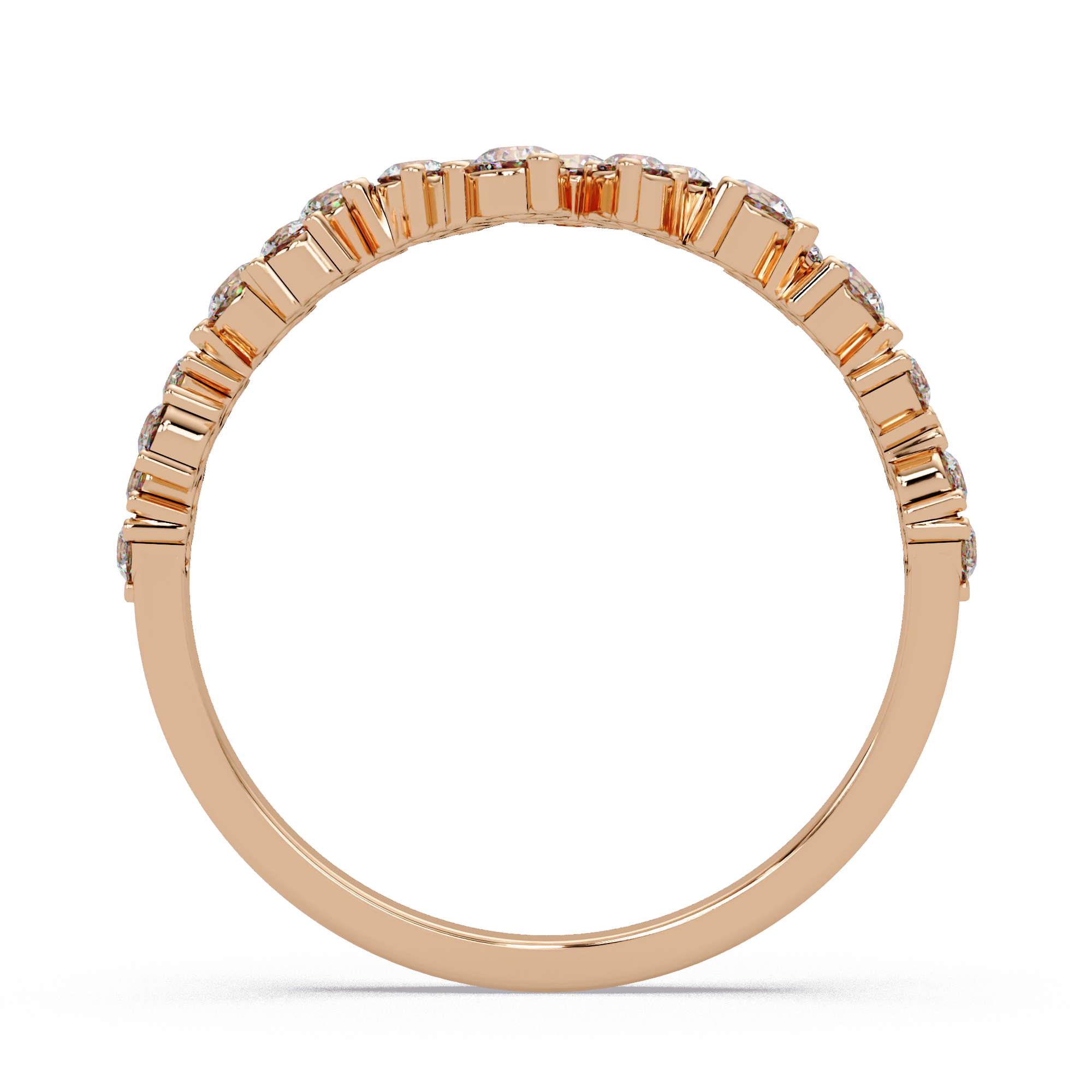 Delicate Graduated Round Cut Diamond Band Ladies Ring