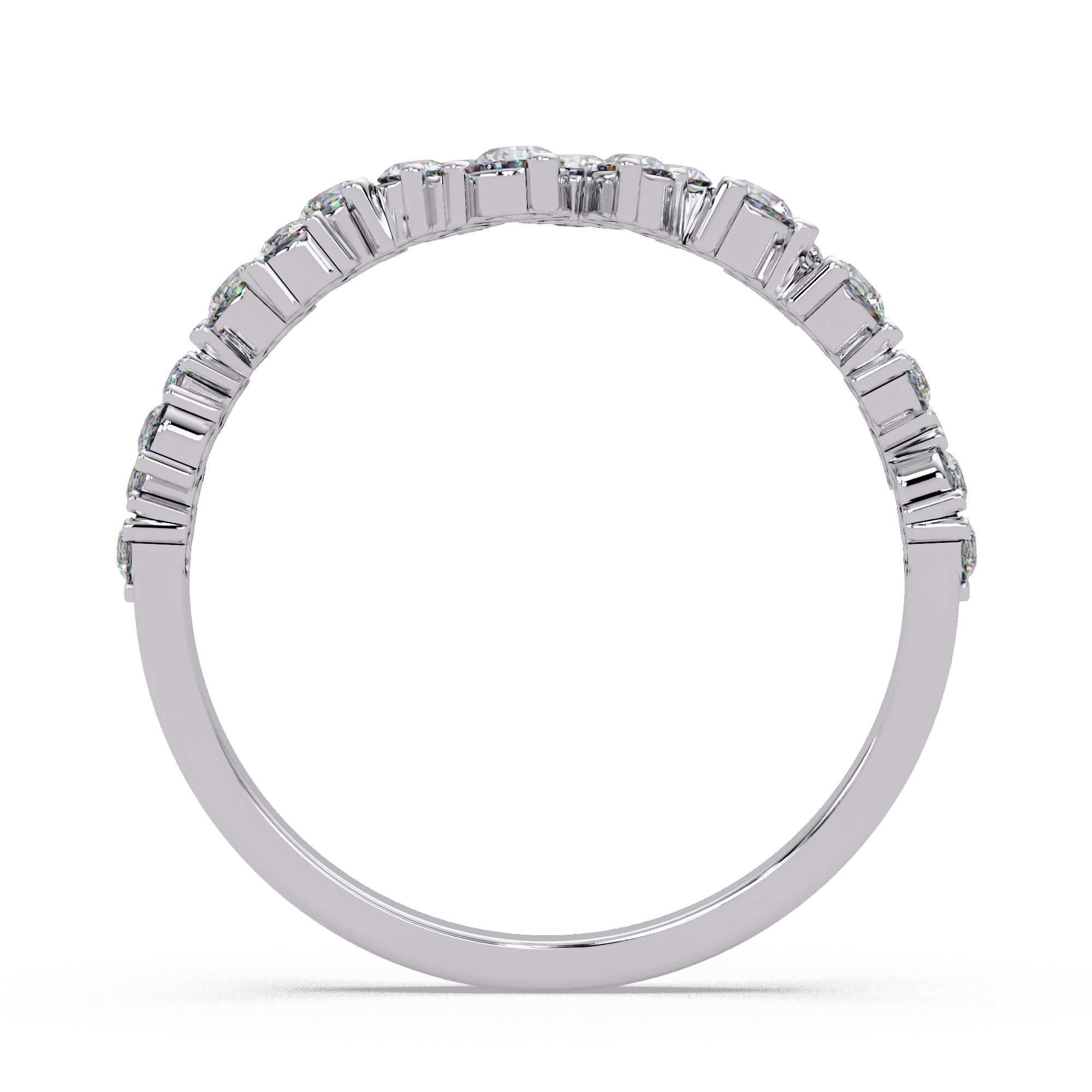 Delicate Graduated Round Cut Diamond Band Ladies Ring