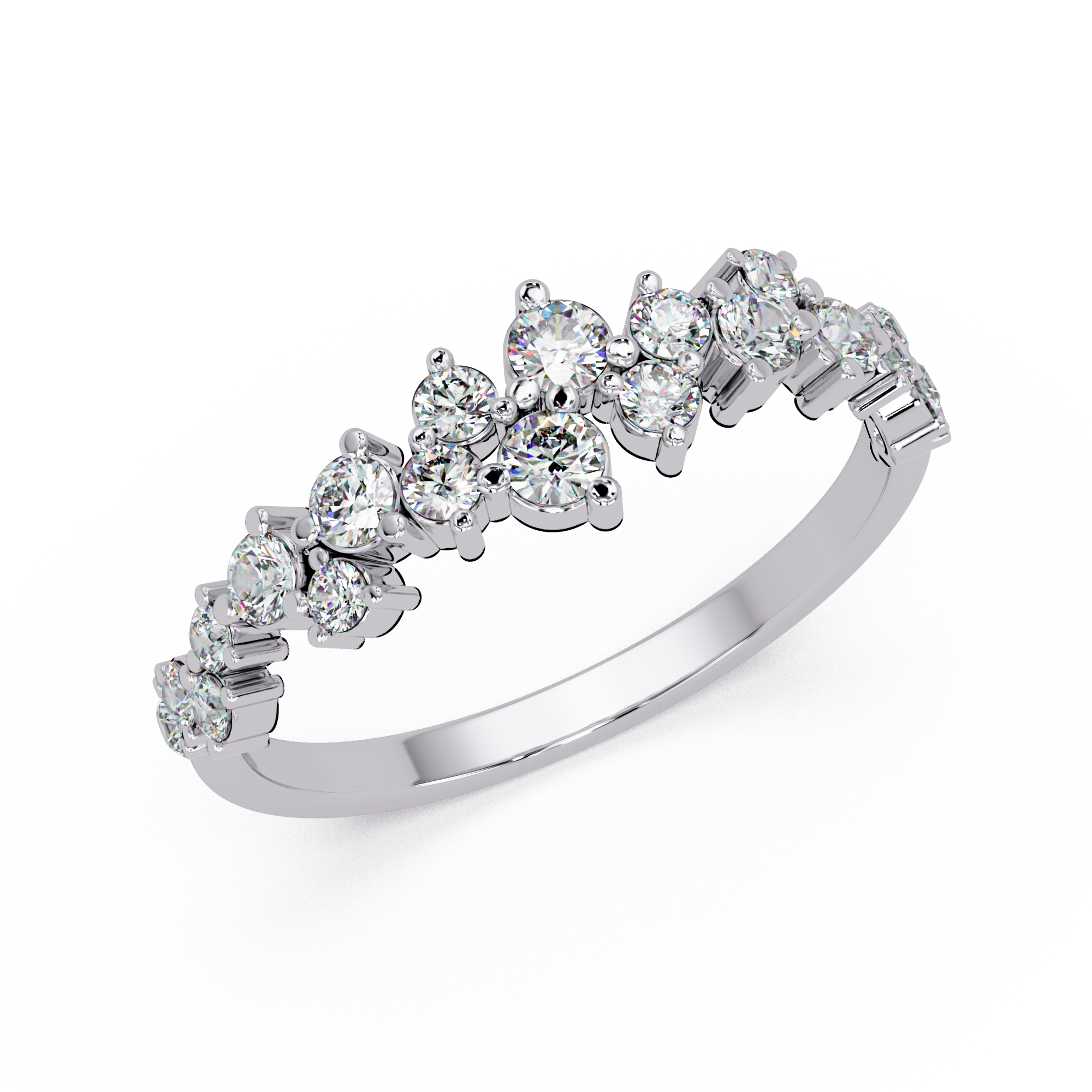 Delicate Graduated Round Cut Diamond Band Ladies Ring