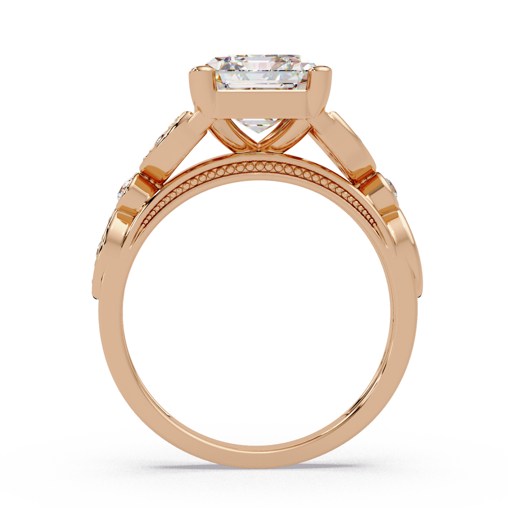 Emerald & Round Cut Diamond Ladies Ring