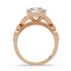Emerald & Round Cut Diamond Ladies Ring