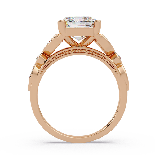 Emerald & Round Cut Diamond Ladies Ring
