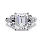 Emerald & Round Cut Diamond Ladies Ring