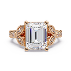 Emerald & Round Cut Diamond Ladies Ring