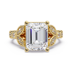 Emerald & Round Cut Diamond Ladies Ring