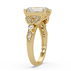 Emerald & Round Cut Diamond Ladies Ring