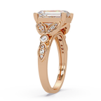 Emerald & Round Cut Diamond Ladies Ring