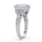 Emerald & Round Cut Diamond Ladies Ring