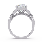 Emerald & Round Cut Diamond Ladies Ring