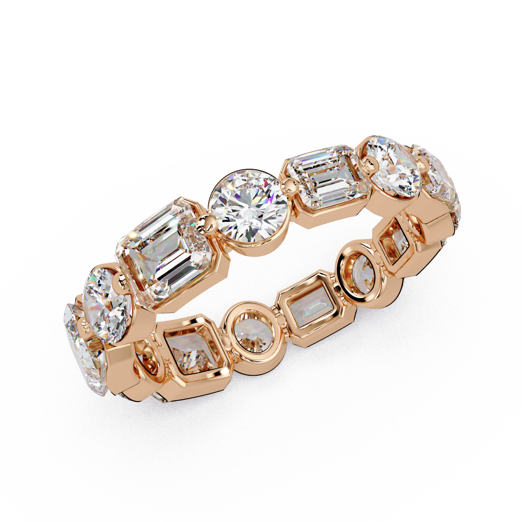 Emerald & Round Cut Diamond Ladies Ring