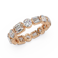 Emerald & Round Cut Diamond Ladies Ring