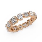Emerald & Round Cut Diamond Ladies Ring