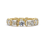 Emerald & Round Cut Diamond Ladies Ring