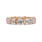 Emerald & Round Cut Diamond Ladies Ring