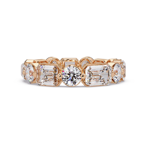 Emerald & Round Cut Diamond Ladies Ring