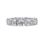 Emerald & Round Cut Diamond Ladies Ring