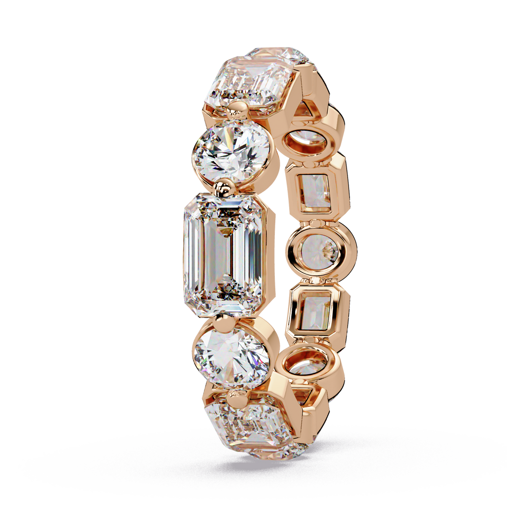 Emerald & Round Cut Diamond Ladies Ring
