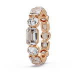 Emerald & Round Cut Diamond Ladies Ring