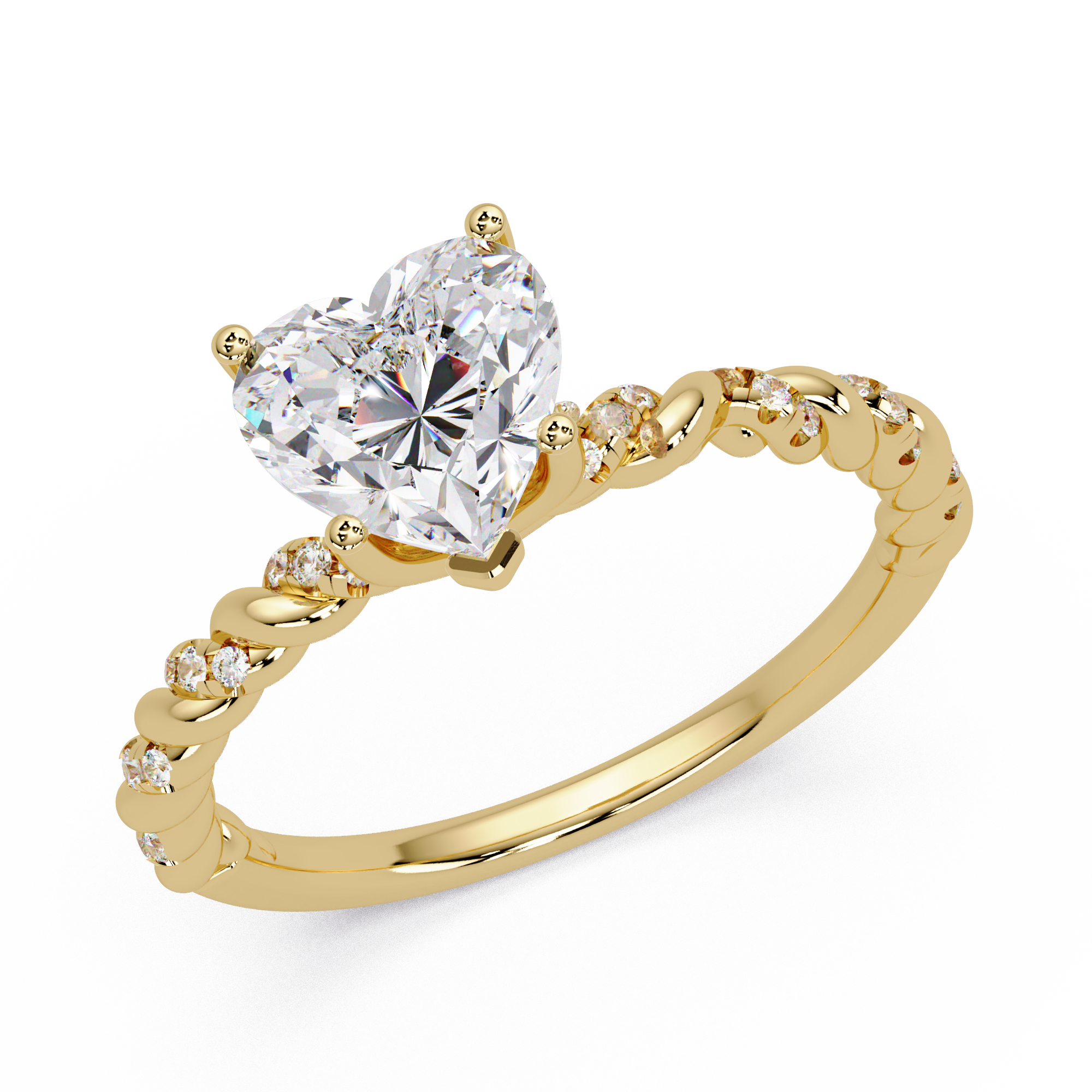 Heart & Round Cut Diamond Ladies Ring