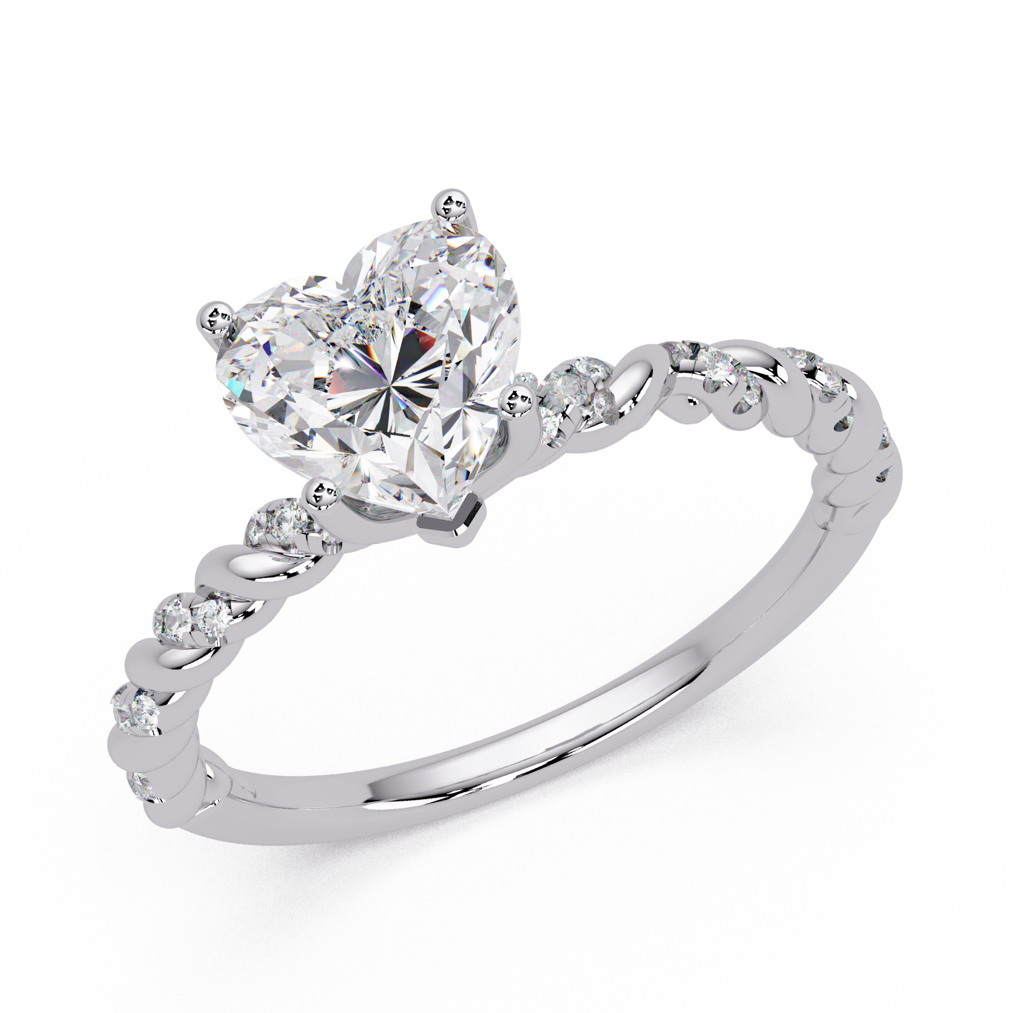 Heart & Round Cut Diamond Ladies Ring